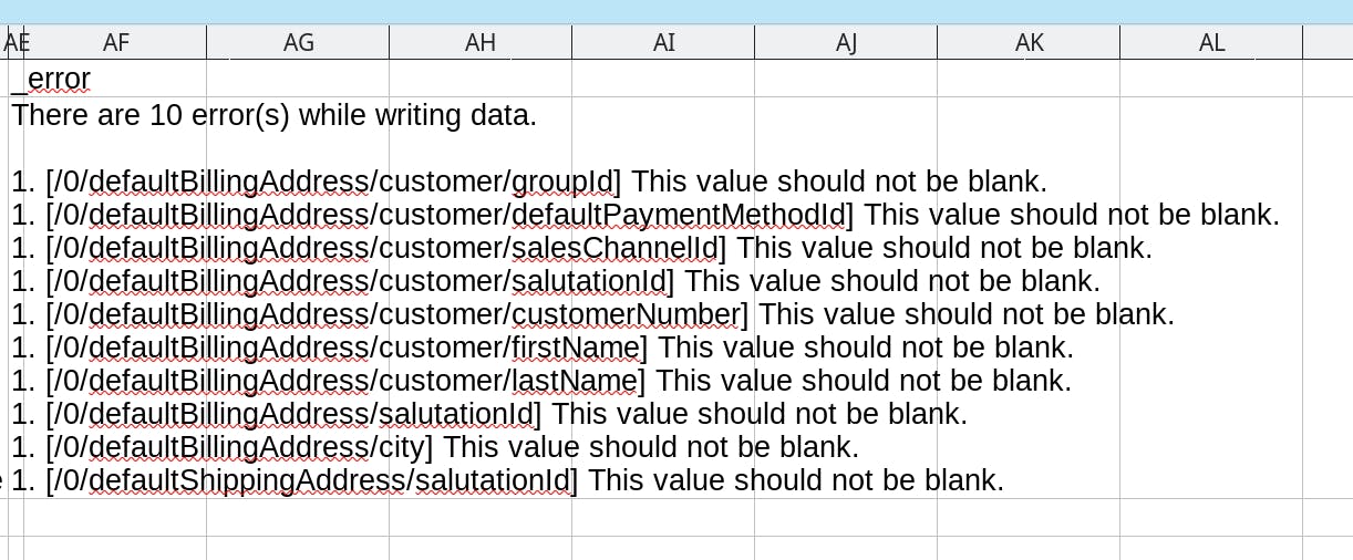 At the end of the csv file you find a column with all errors.