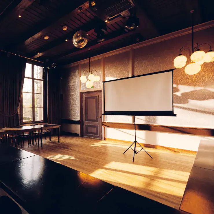 Grote zaal scherm U opstelling