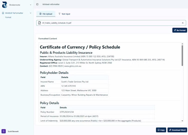 Schedule Reformatter