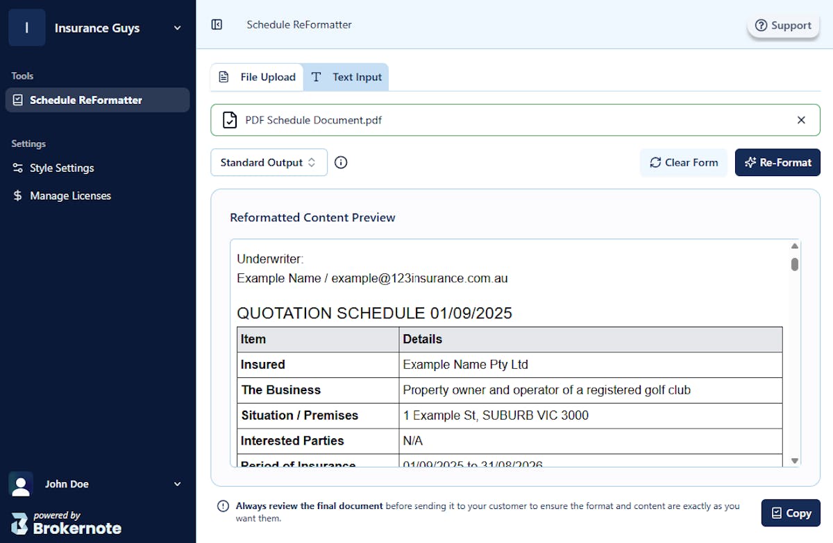 Schedule Reformatter