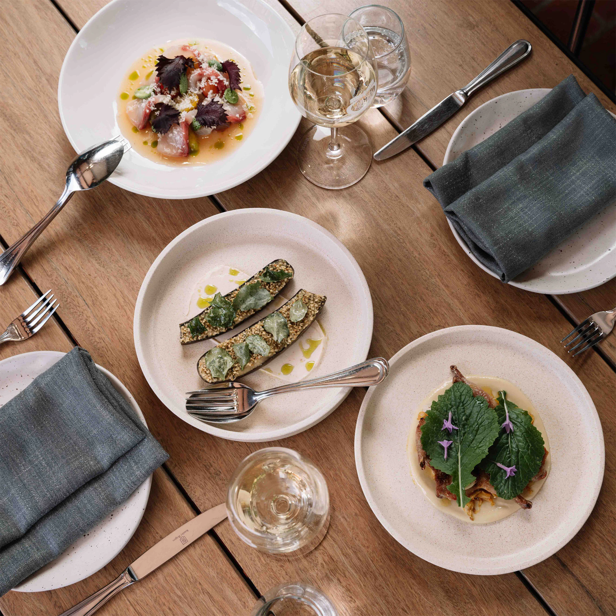 Milawa restaurant food with matched wine