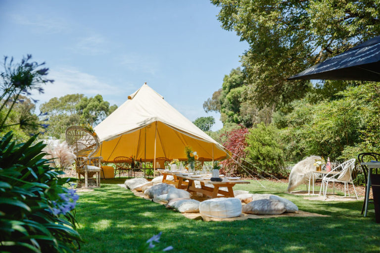 Glamping tent at Milawa Site
