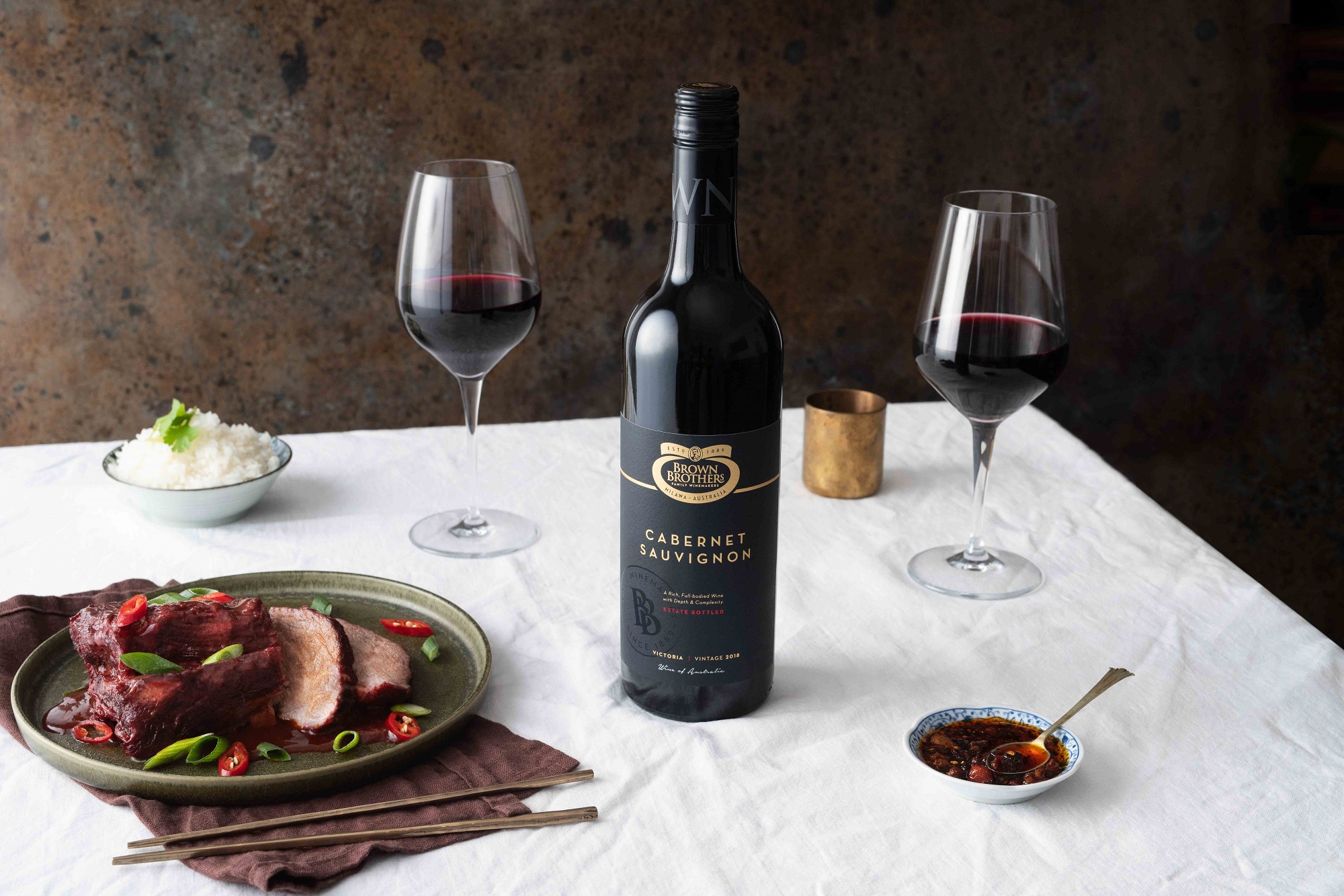Brown Brothers Estate Cabernet Sauvignon styled with food