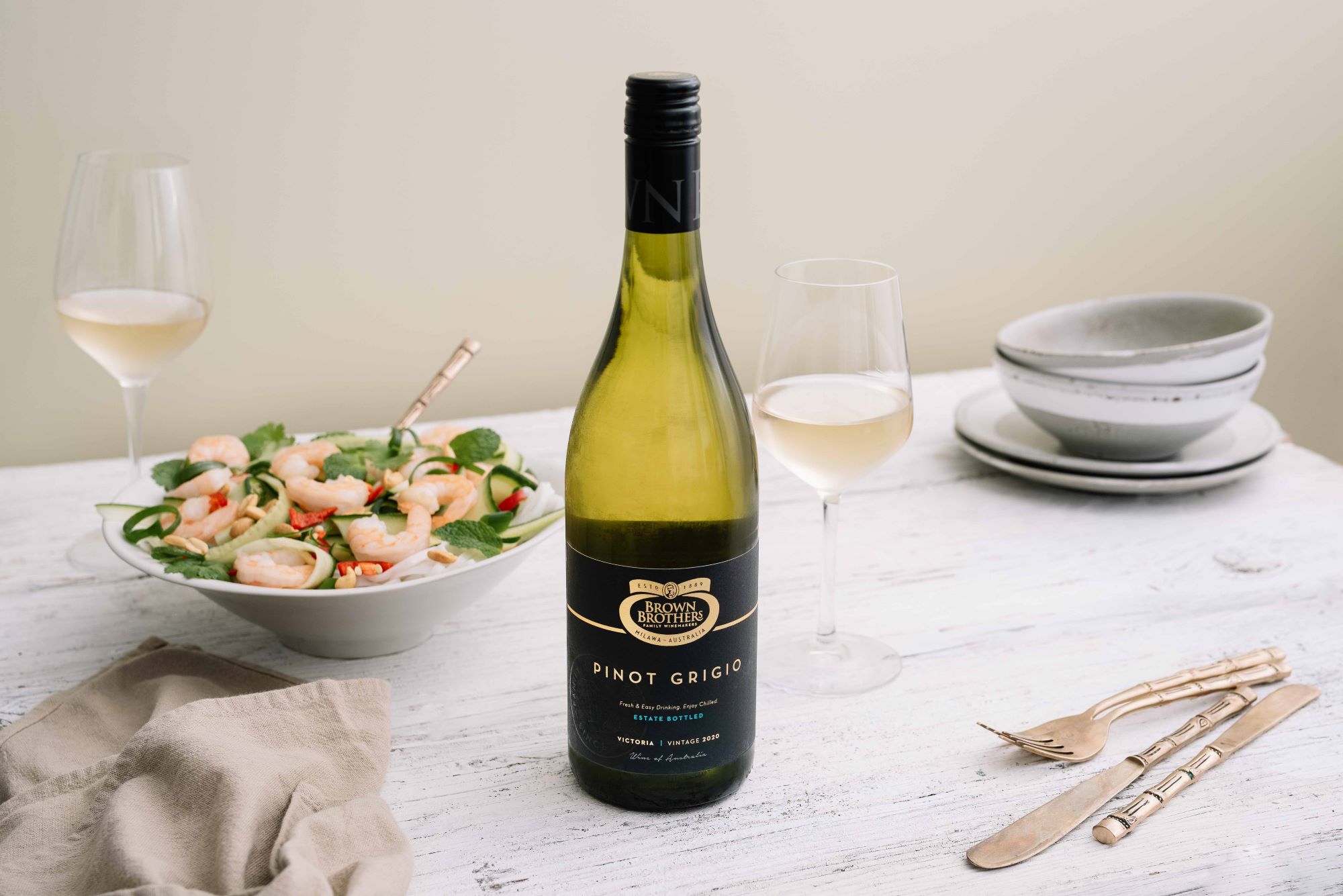 Brown Brothers Estate Pinot Grigio styled with food
