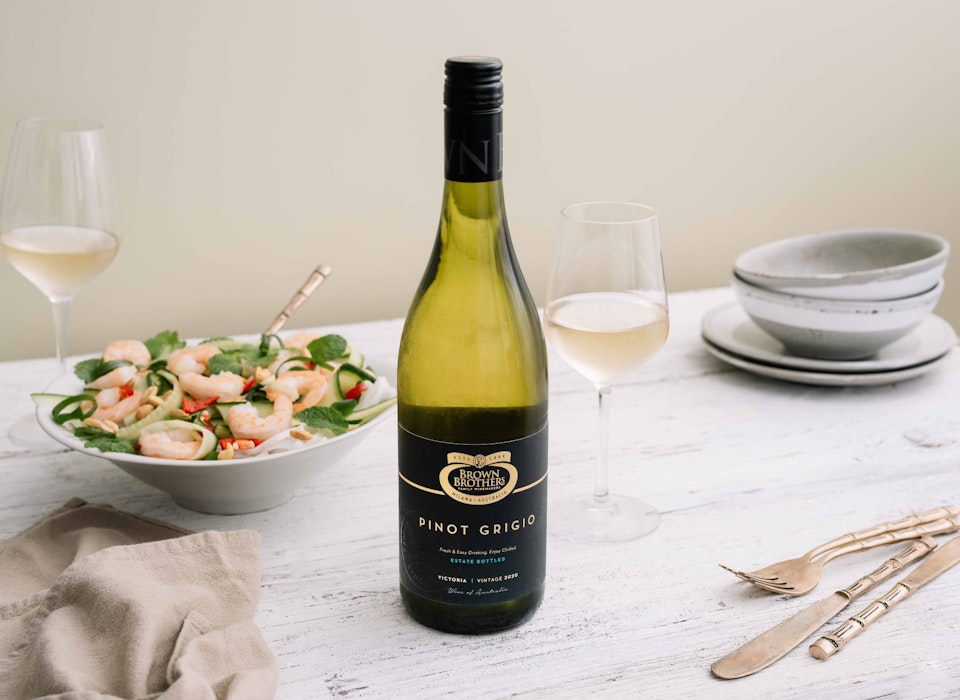 Brown Brothers Estate Pinot Grigio styled with food