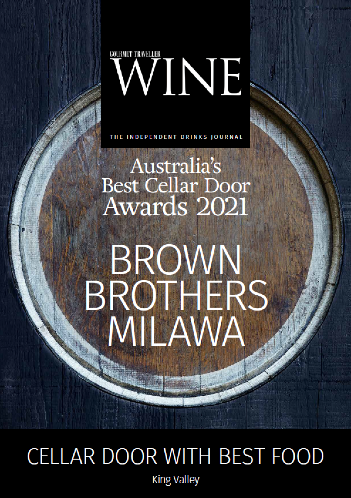 Gourmet Traveller Australia's Best Cellar Door Award 2021 Brown Brothers Milawa logo