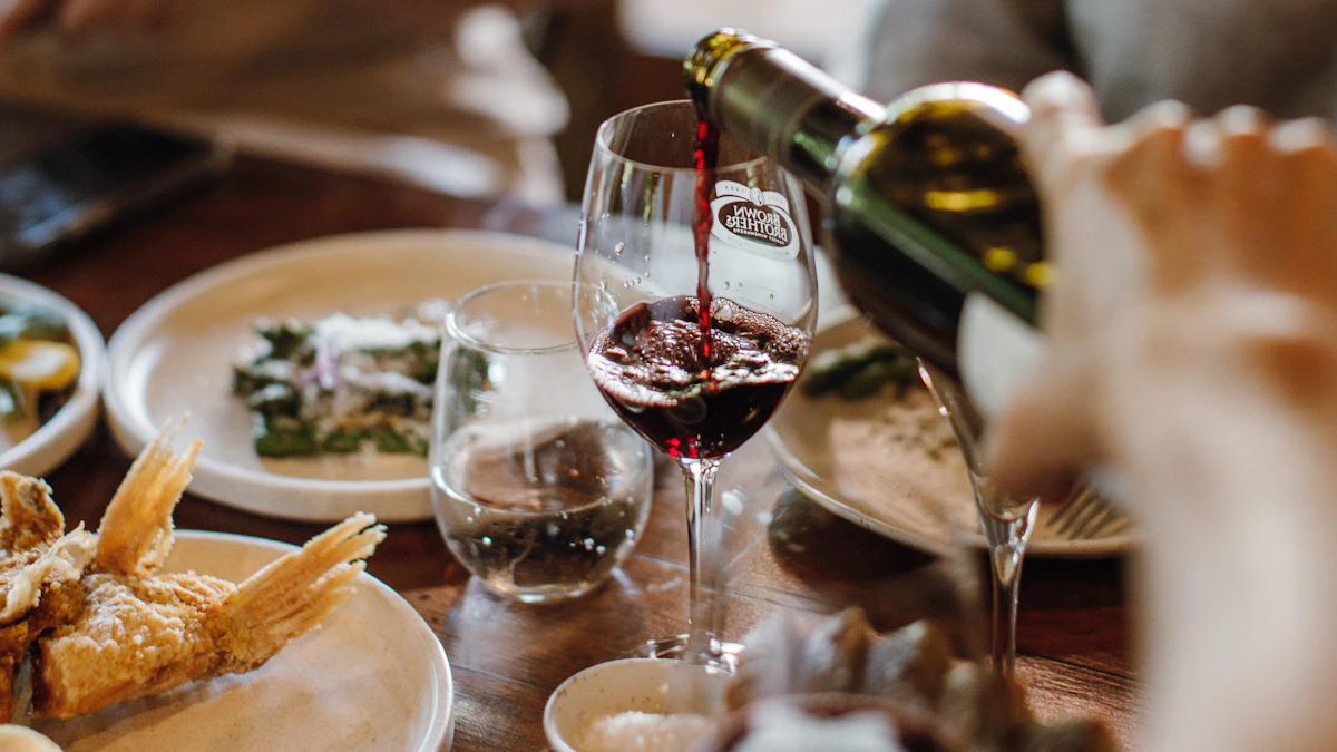 Brown Brothers Restaurant food and red wine pouring