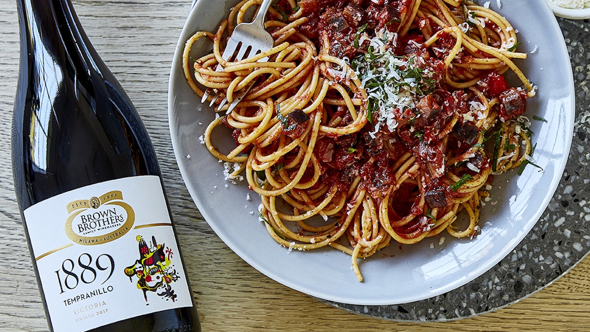 Adam Liaw's Spaghetti with Eggplant, Tomato and Chilli