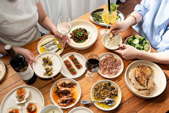 People enjoying food