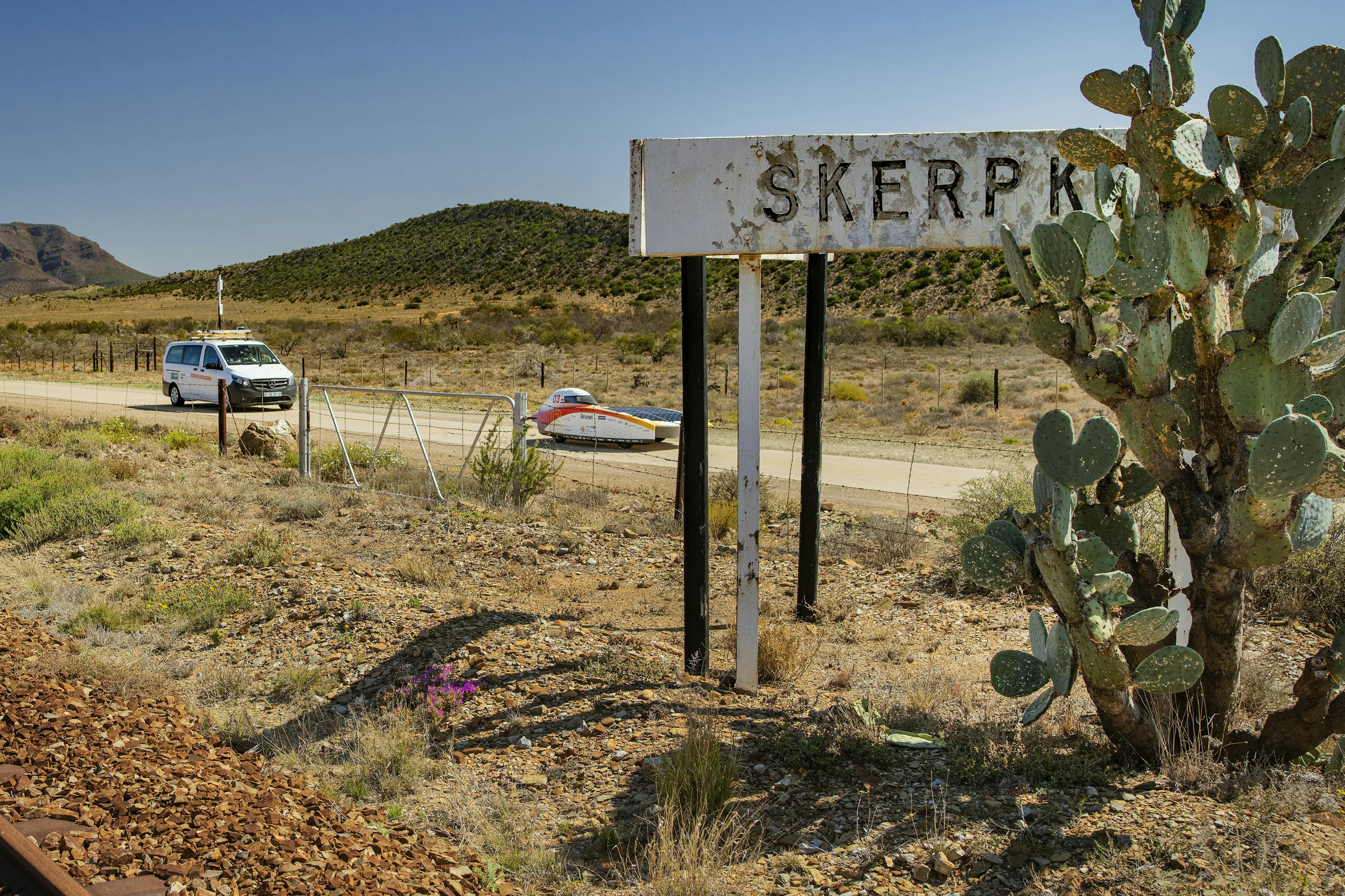 Nuna 11s driving on the oldest concrete road of South Africa