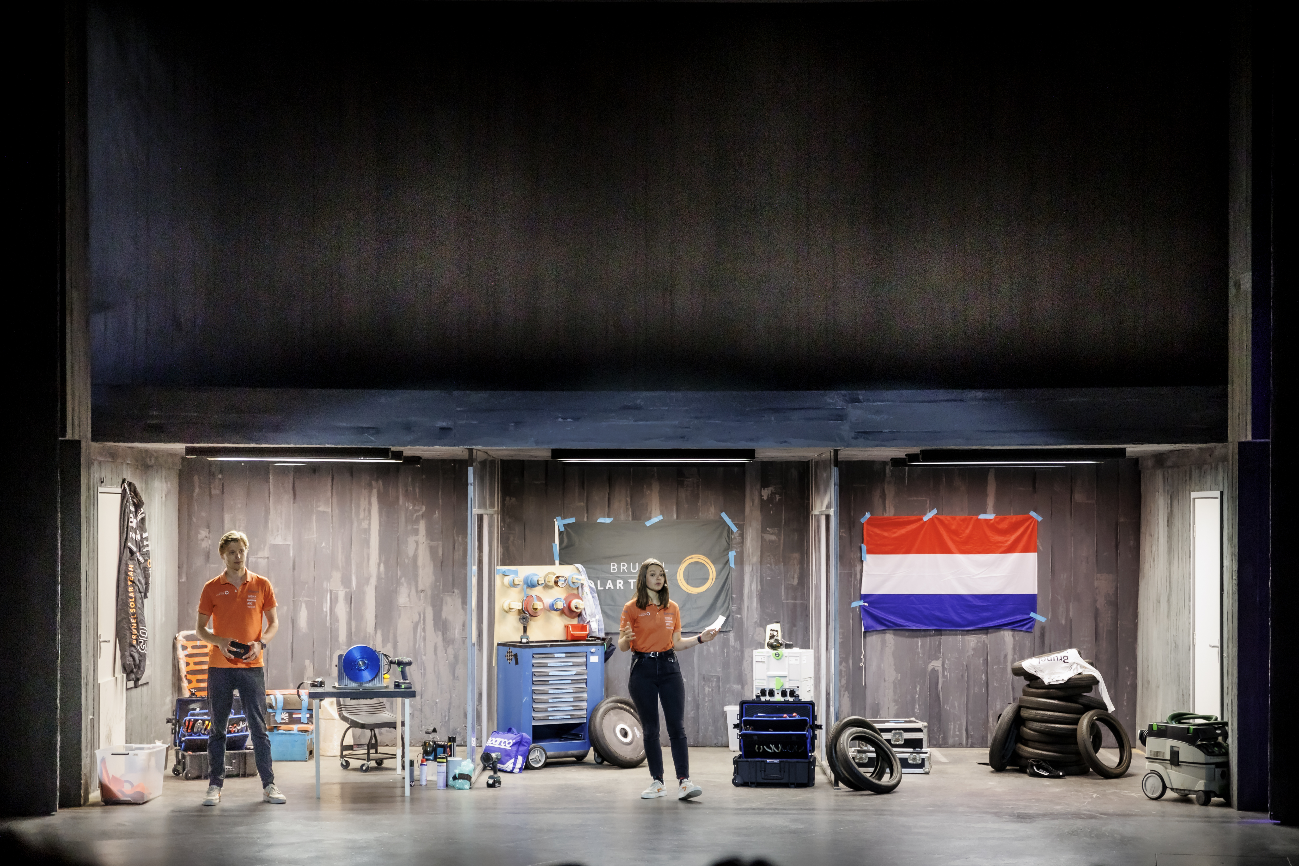 Laurens and Aster presenting on stage