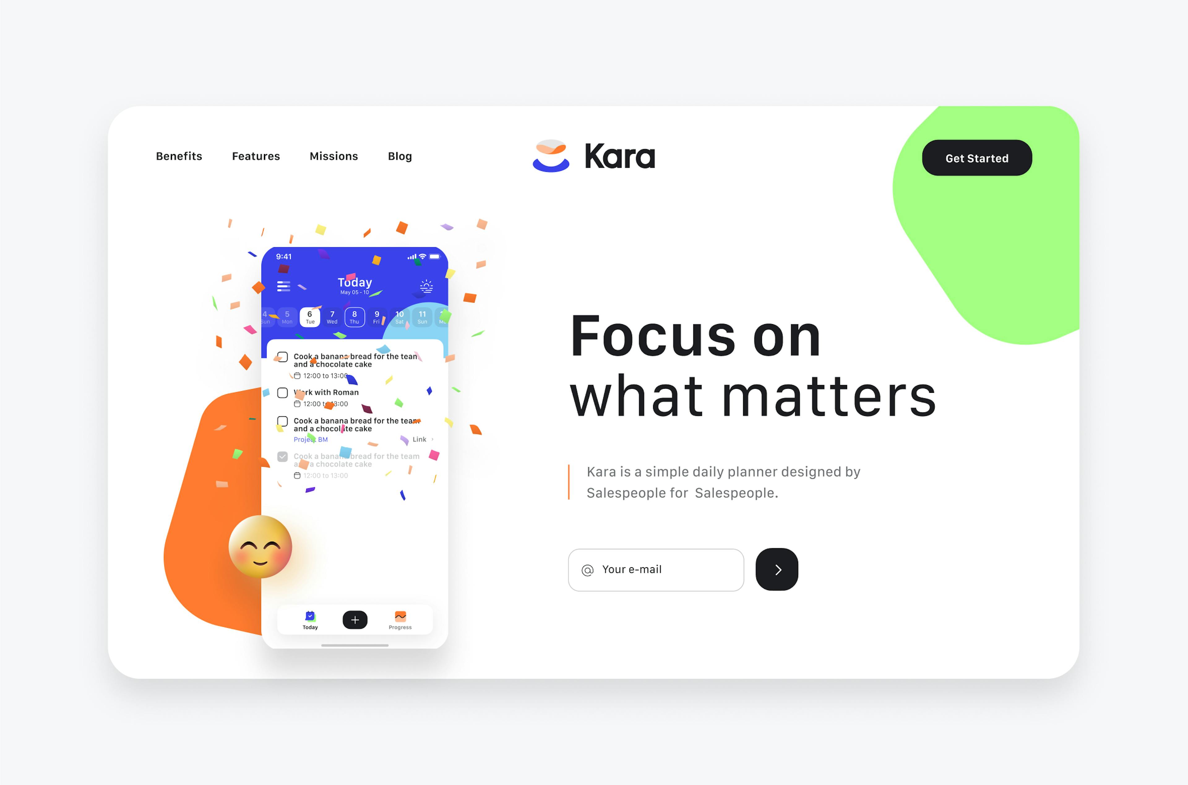 Kara landing page