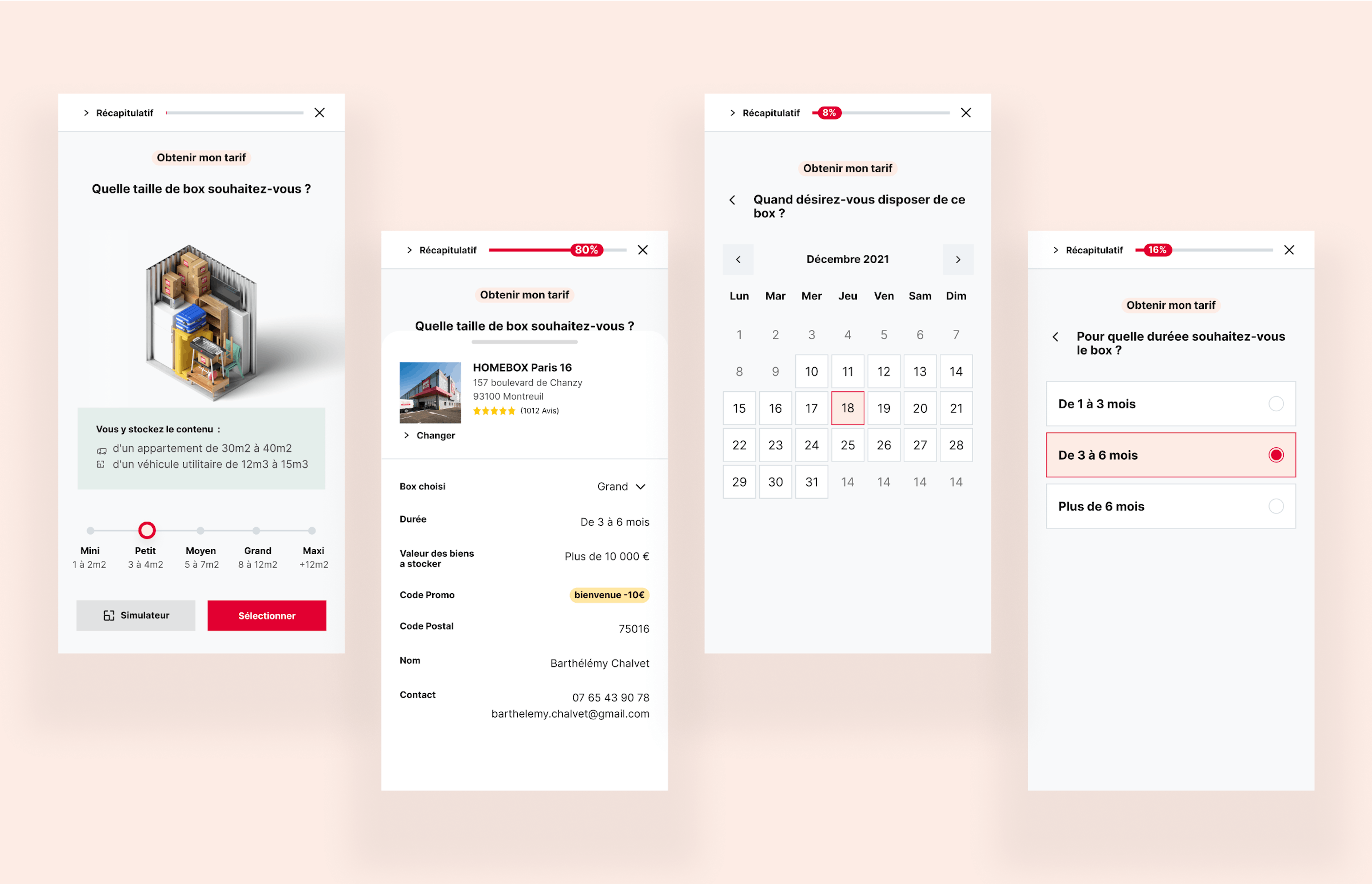 Homebox Mobile App Booking Flow