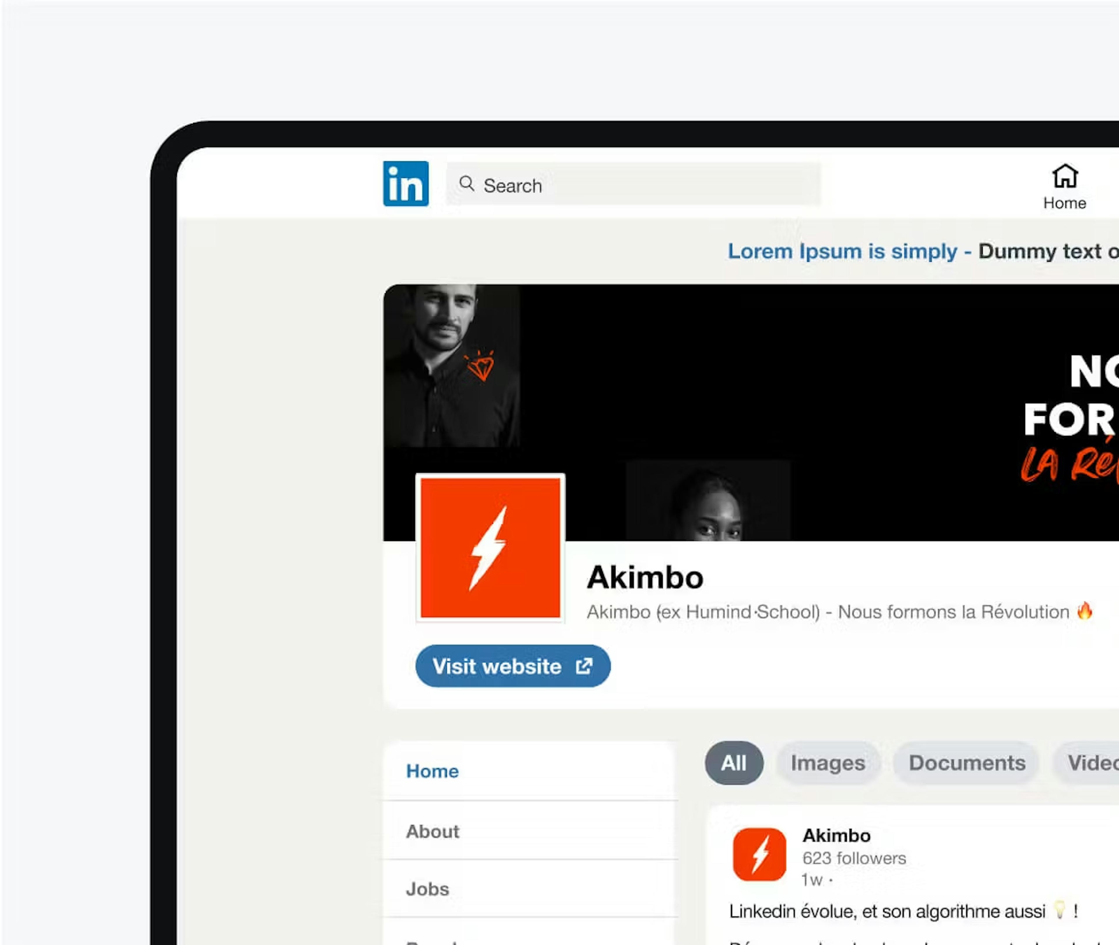 Akimbo linkedIn page