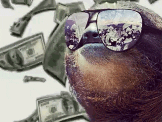 Paresseux swag ayant reçu les intérêts de son livret d'épargne