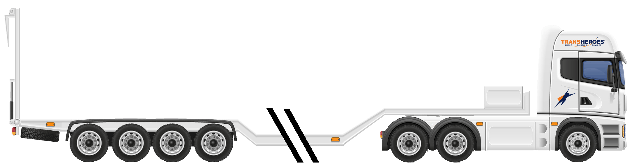 Extendable low loader with ramp access