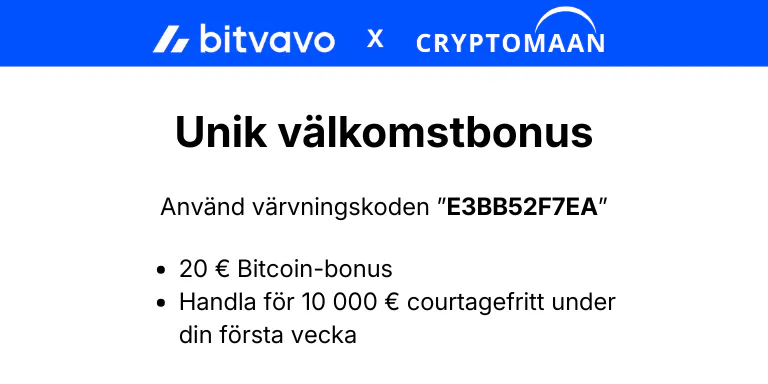 Bitvavo referral code 2026: E3BB52F7EA - €20 BTC värvningskod bonus (använd E3BB52F7EA)