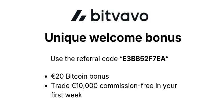 Bitvavo Welcome Bonys 20 euro bitcoin referral code E3BB52F7EA