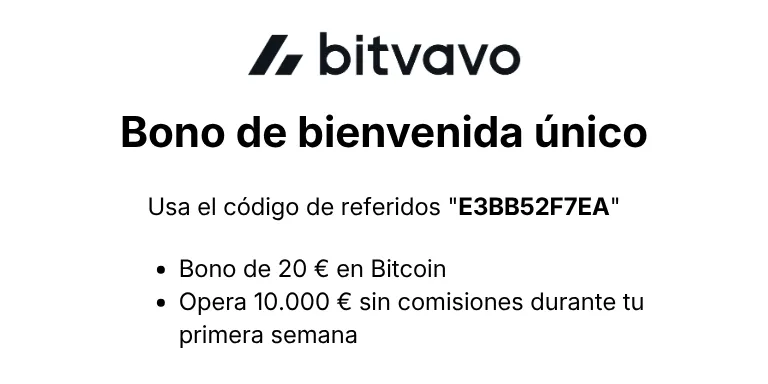 Bono de Bienvenida Bitvavo 20 euros bitcoin código de referido E3BB52F7EA