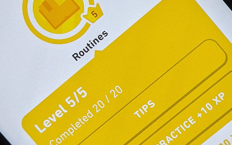 Zoomed in duolingo app interface