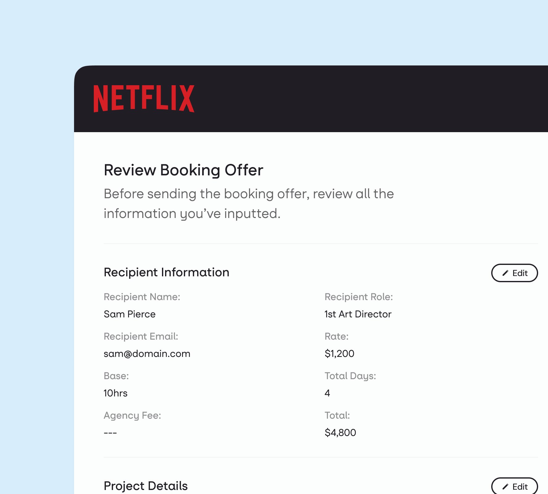 Booking offer UI preview