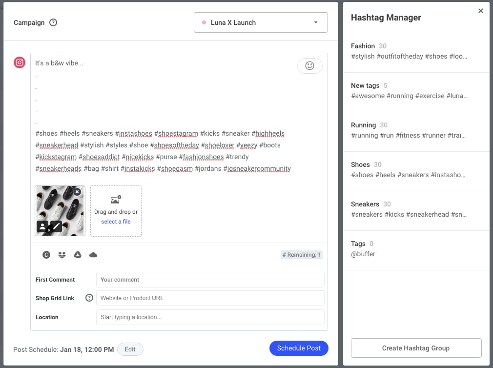 Buffer's Hashtag Manager