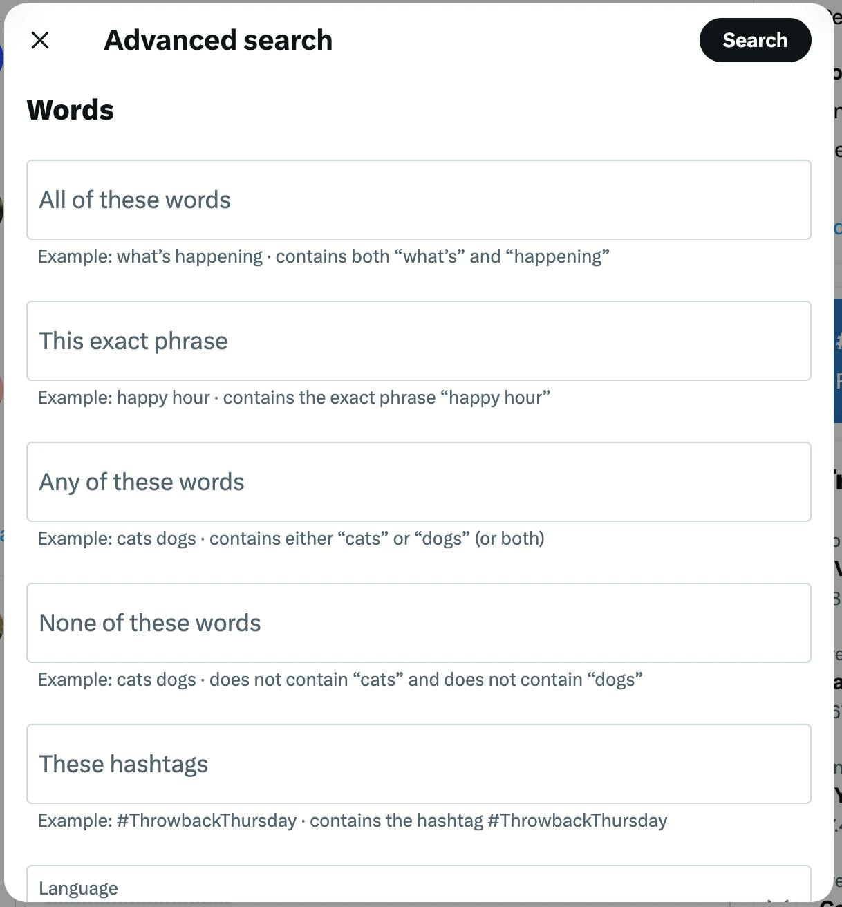 Twitter Advanced Search