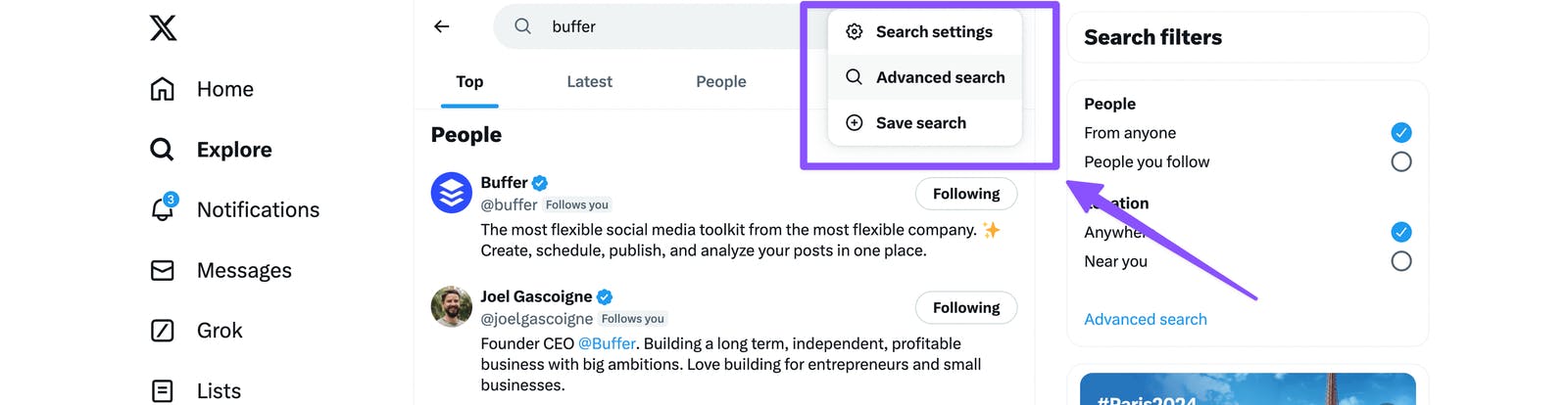 Where to find Twitter Advanced Search