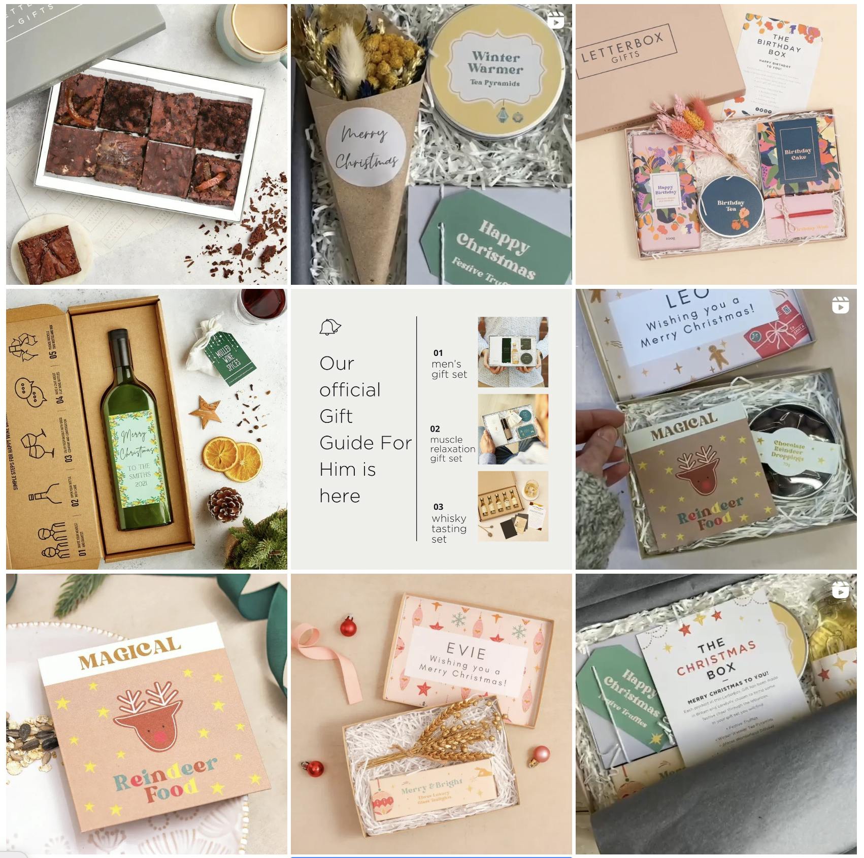 Screenshot of Letterbox Gifts' Instagram feed.