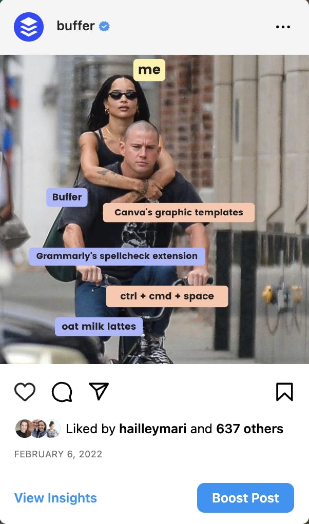 Screenshot of Buffer's Instagram post