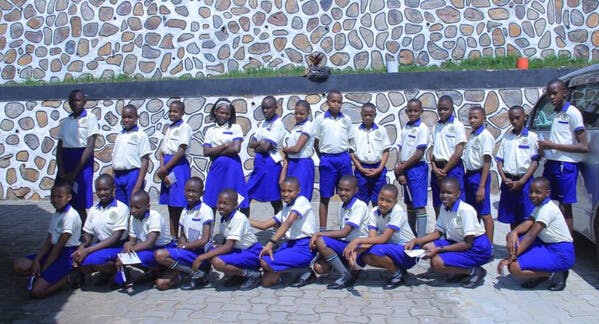 students posing outside