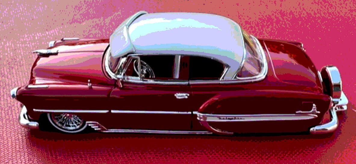 red and white model car