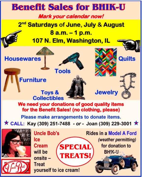 Summer benefit sales second Saturdays of June, July and August