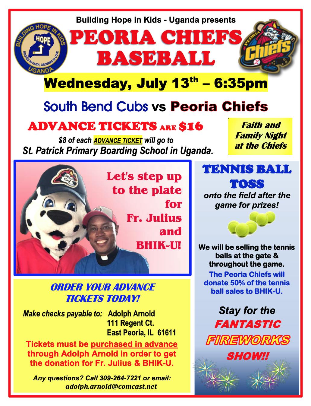 Peoria Chiefs Flyer game July 13th at 6:35pm
