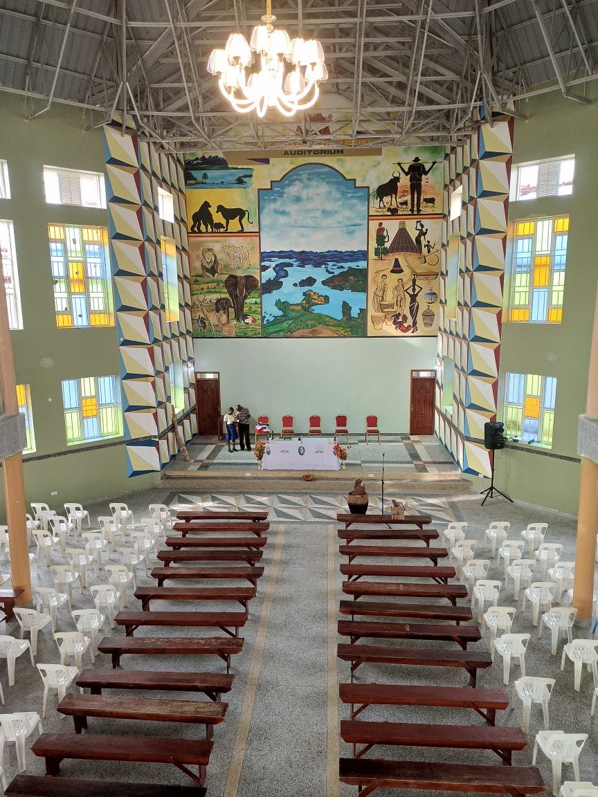Auditorium set for St. Patrick's day Mass