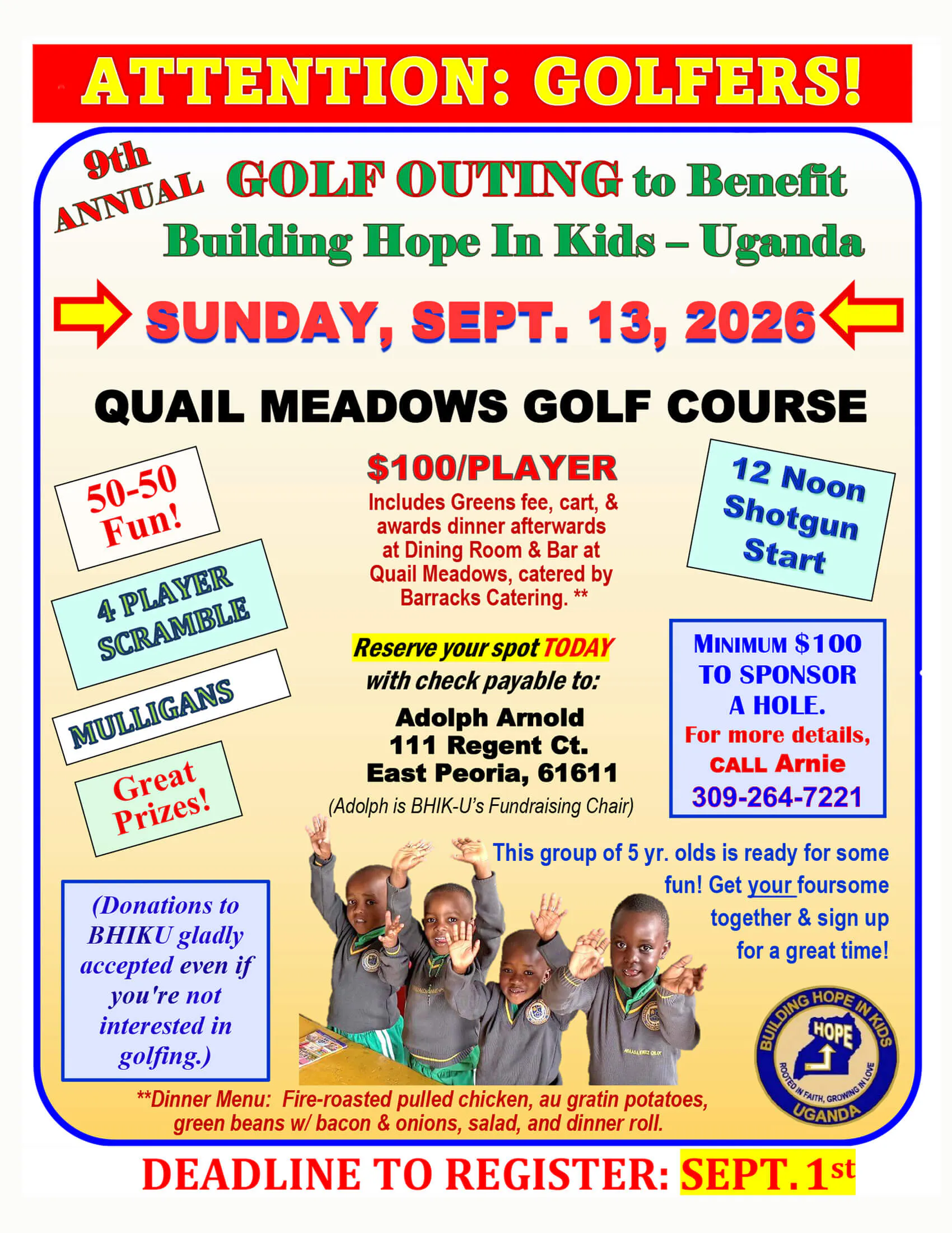 2026 golf outing Sept 13th 2026