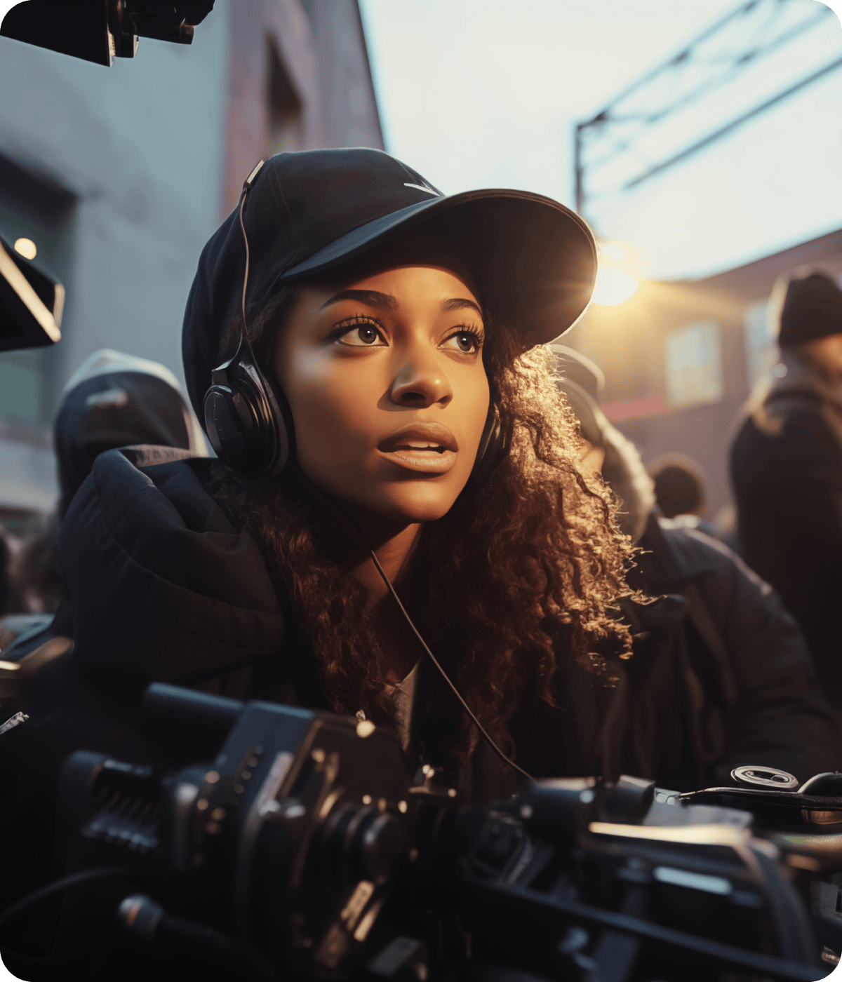 Femme avec casque et casquette