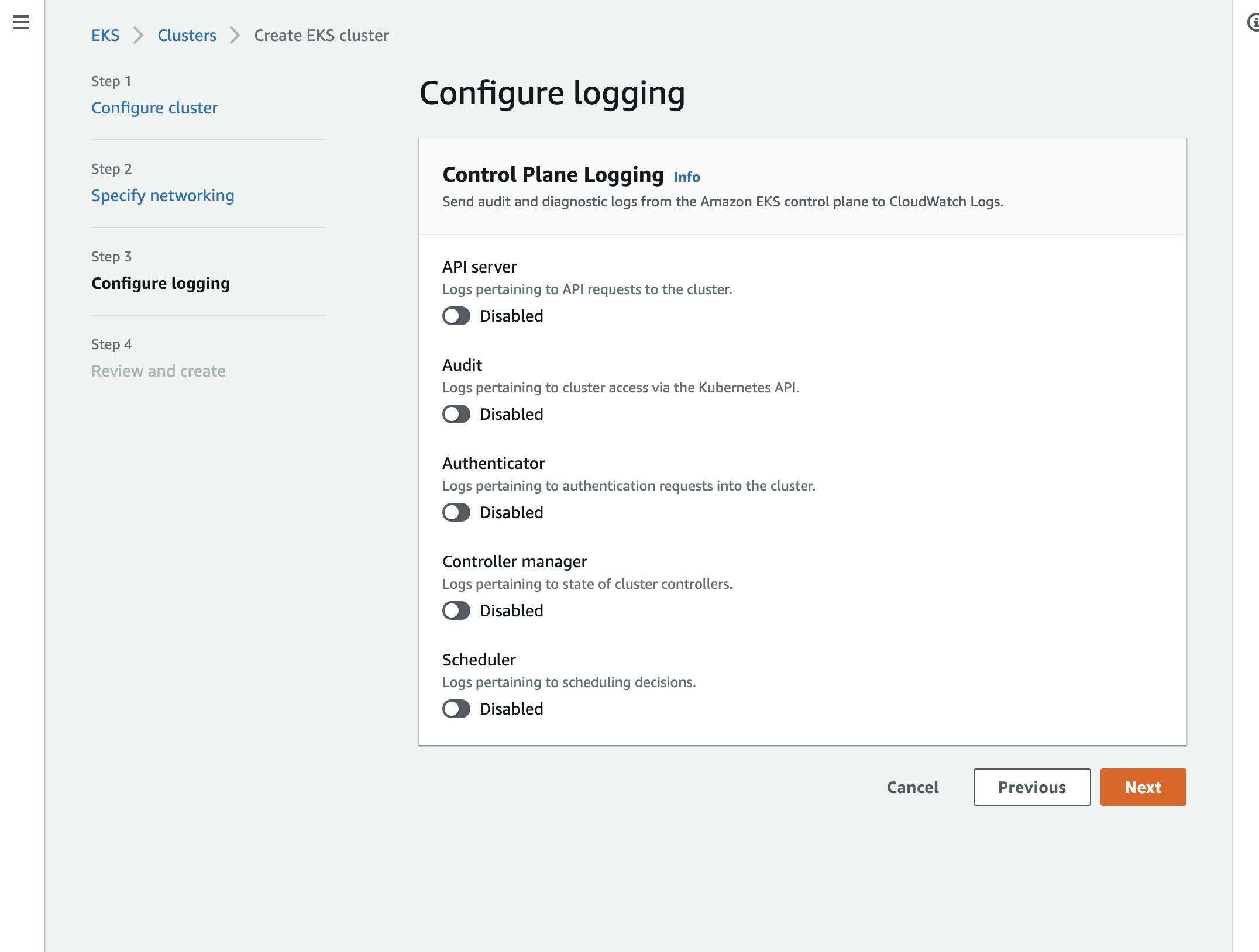 Figure 11: Amazon EKS - Logging