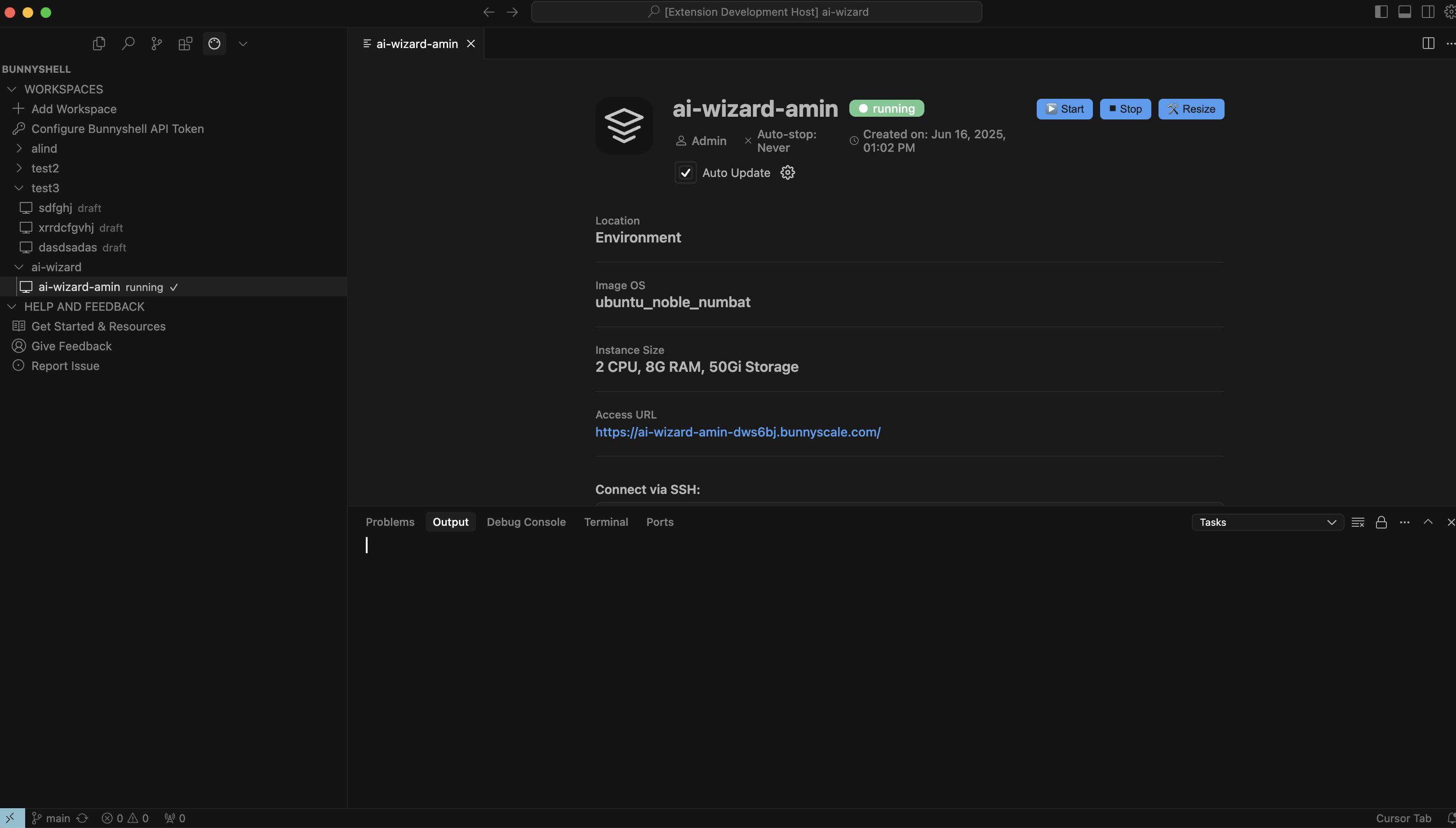 Bunnyshell VS Code Extension Screenshot