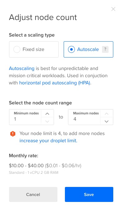 Figure 16: DOKS autoscaling (Source: DigitalOcean Docs) 