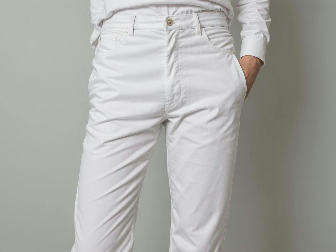 Front view of a man wearing white pants