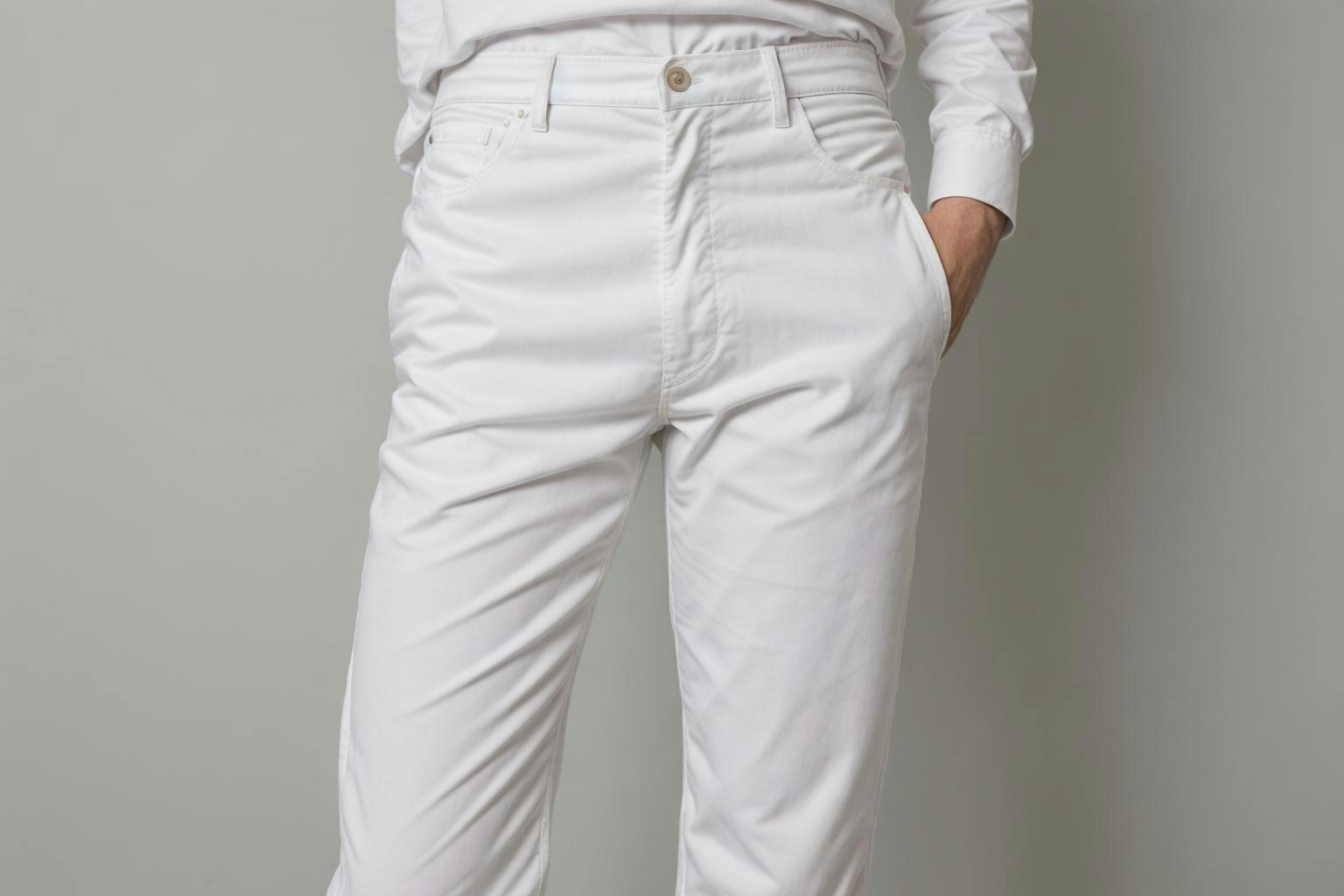 Front view of a man wearing white pants