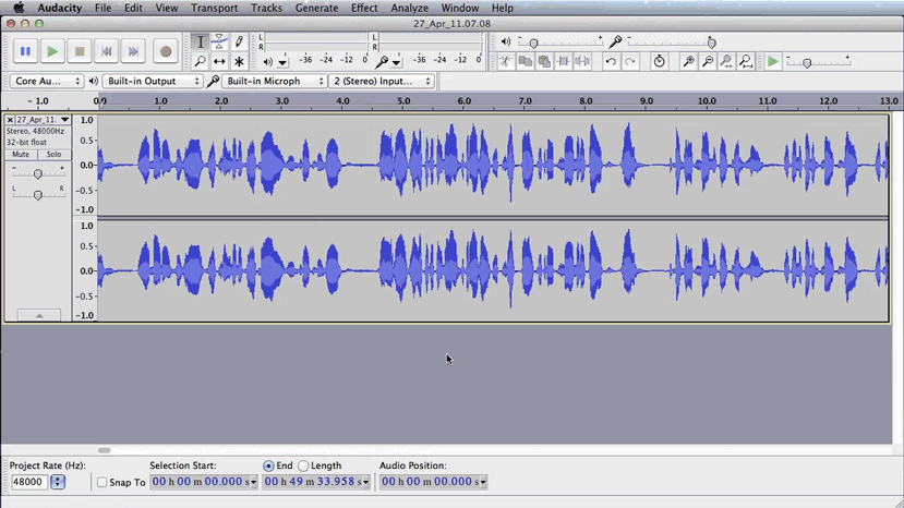 Export file from audacity