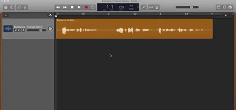 Selecting podcast track in Garageband