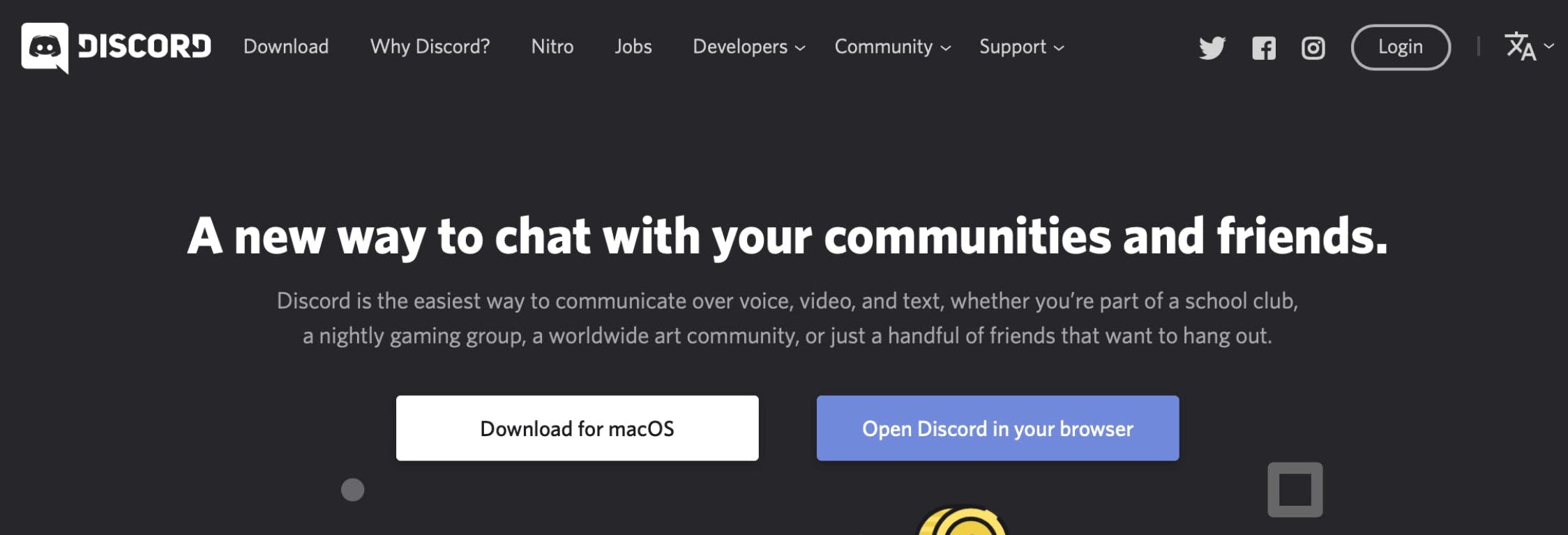 Discord App homepage