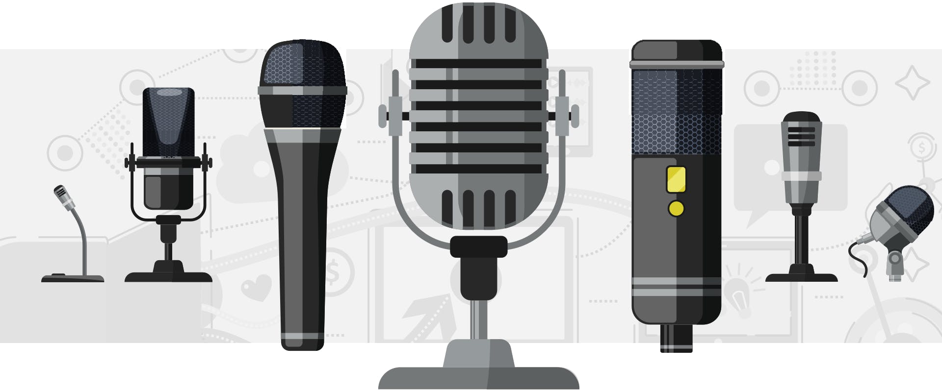 Group of the best podcast microphones