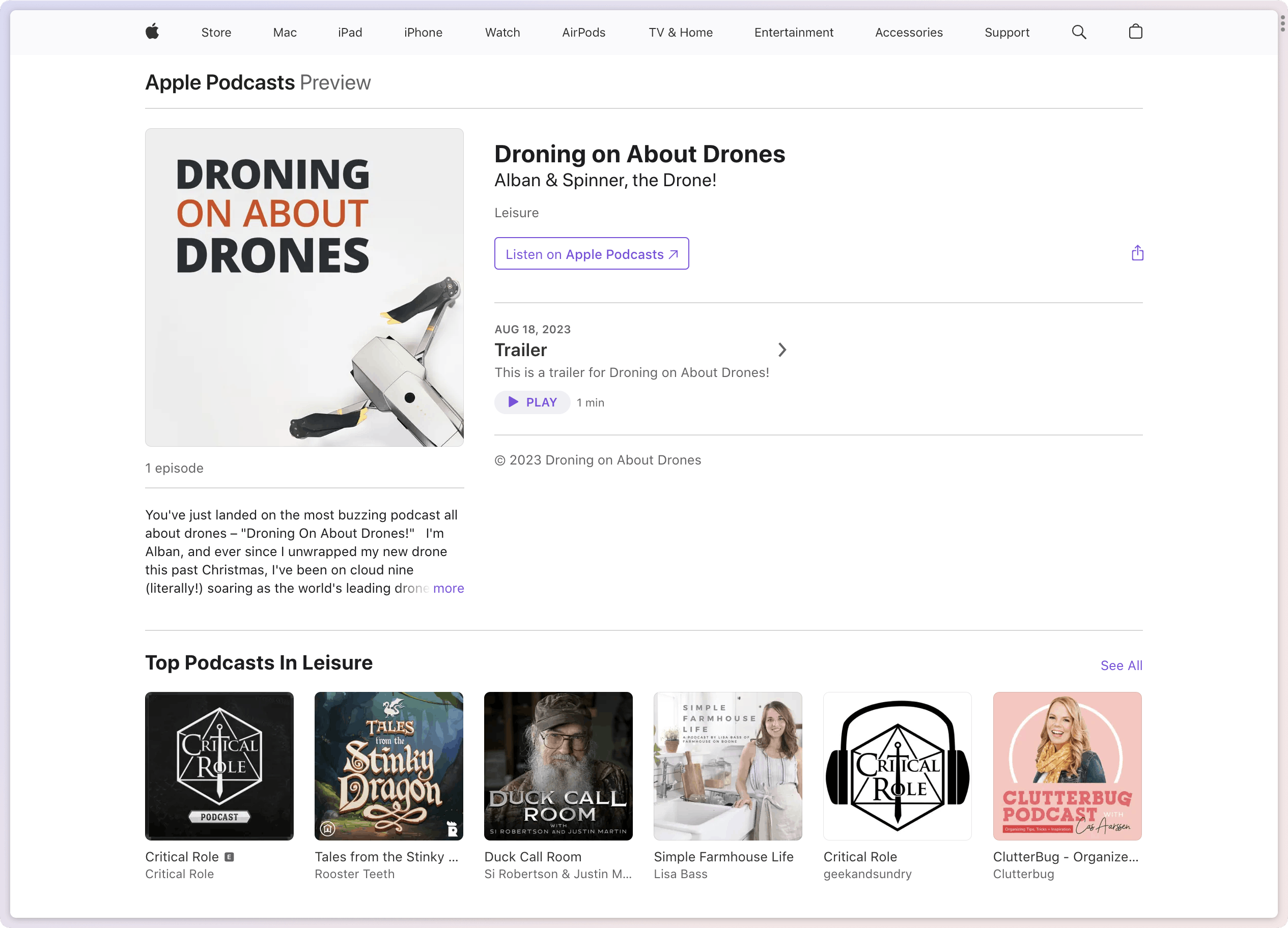 Podcast on Apple Podcasts website