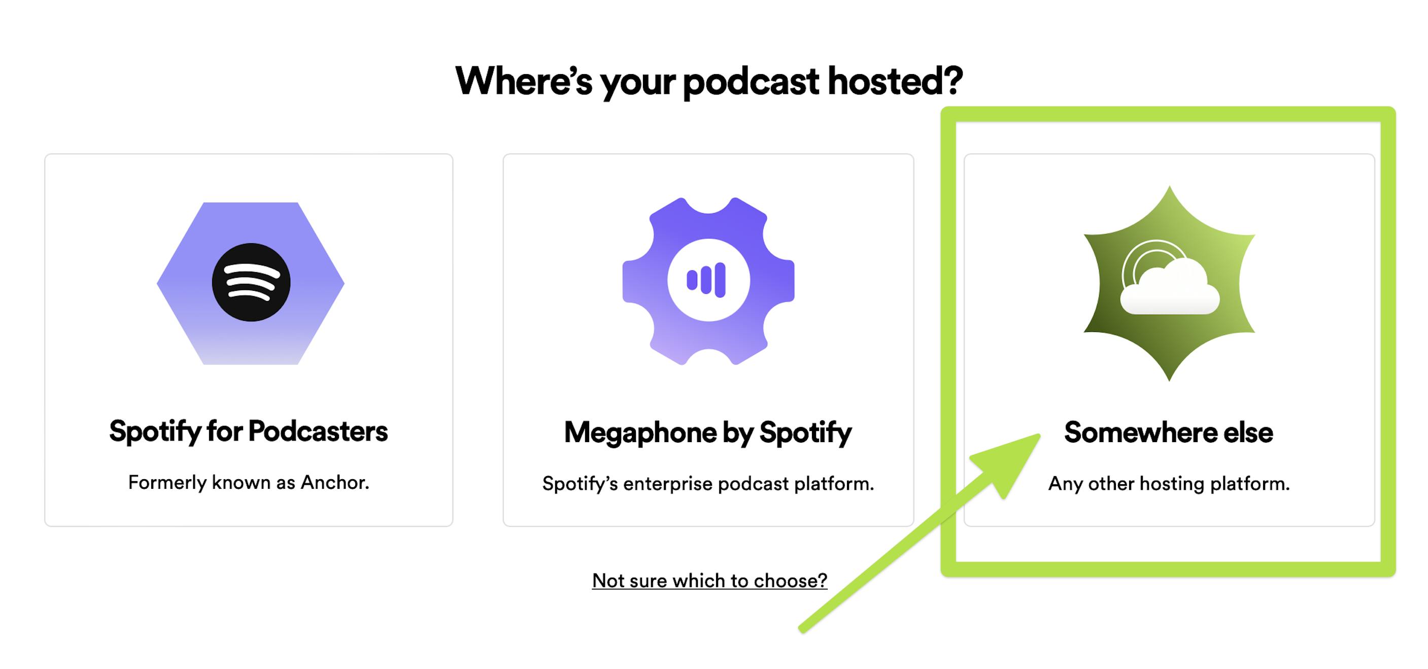 Where's your podcast hosted? Click Somewhere Else option