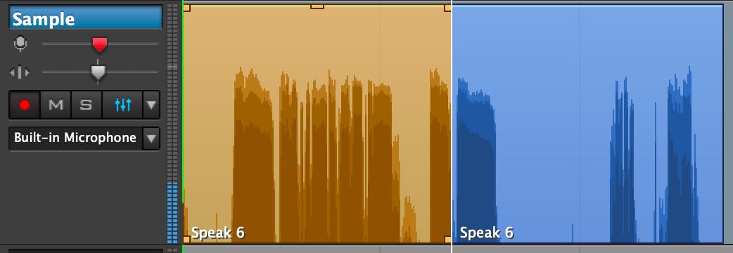 Audio clip split into two sections