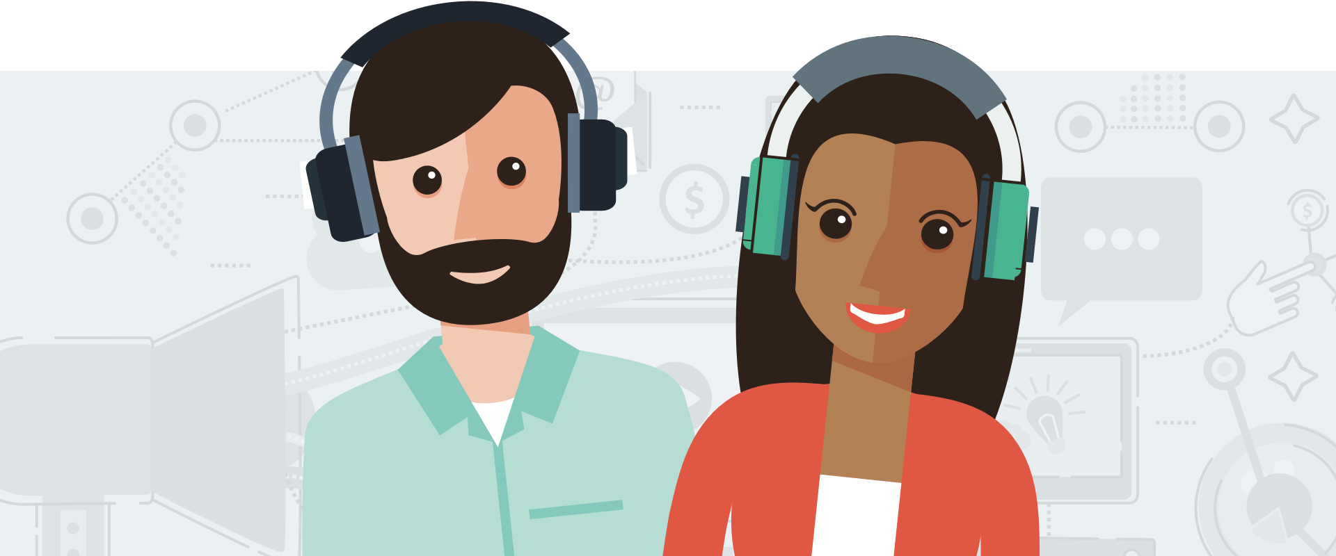 Two happy podcast listeners